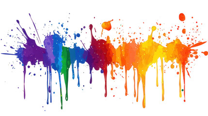 Fototapeta premium colorful paint splatters arranged in a rainbow pattern on a transparent background