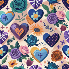 Vibrant Valentine’s Day Seamless Pattern for Fabric and Packaging