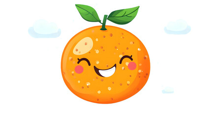 Happy orange fruit with a cute expression, vector illustration