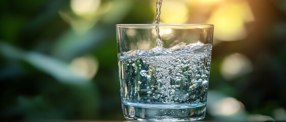 Clean and purified drinking water in a glass, showcasing the importance of water purification systems and safe water access, emphasizing fresh water health, AIgenerated image