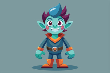 A colorful cartoon character stands smiling with hands raised, ready for creative customization Open for Customizable Cartoon Illustration