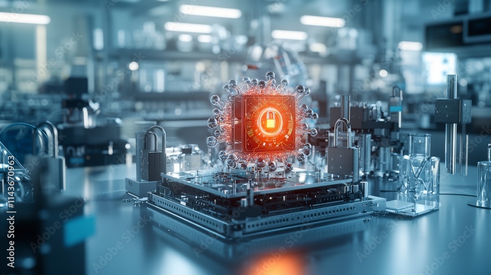 Fototapete Quantum computer innovation laboratory digital technology high-tech environment futuristic view cybersecurity concept