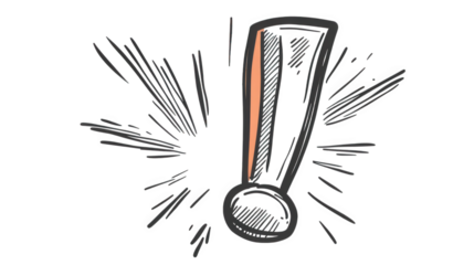 hand-drawn exclamation mark with a burst of energy around it. emphasizing importance. urgency. or excitement