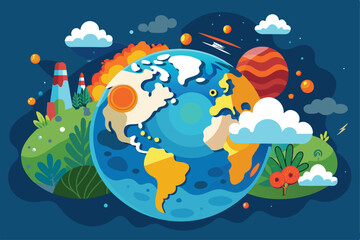 Ozone layer depletion is illustrated with Earth, highlighting environmental changes and impacts Ozone layer depletion illustration