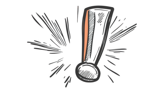 hand-drawn exclamation mark with a burst of energy around it. emphasizing importance. urgency. or excitement