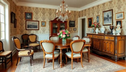 Vintage Style - Dining Room Interior Design with Vintage Concept - Hotel Dining Room Interior - Apartment Dining Room Concept - Interior Design