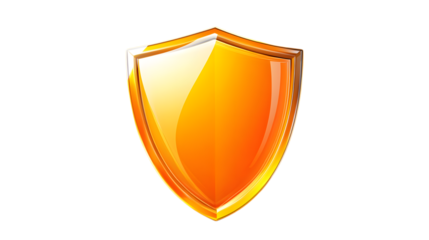 Orange defense shield with a strong and protective design, vector illustration