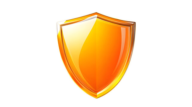 Orange defense shield with a strong and protective design, vector illustration
