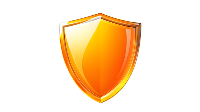 Orange defense shield with a strong and protective design, vector illustration