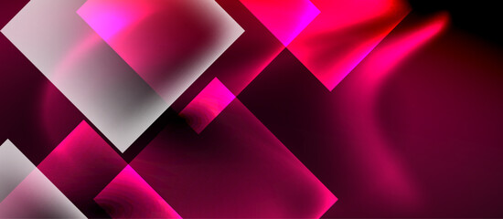 Obraz premium Dark neon colors with glass square shapes