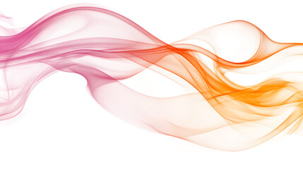 Pink and orange smooth smoke wave in a flowing pattern, isolated on transparent