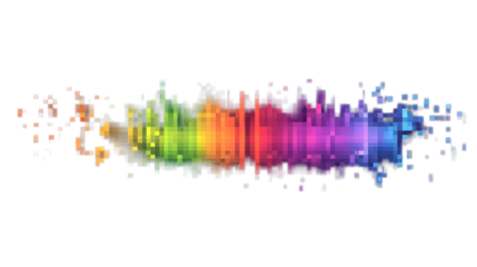 Rainbow-colored digital pixel art with a modern design, isolated on transparent