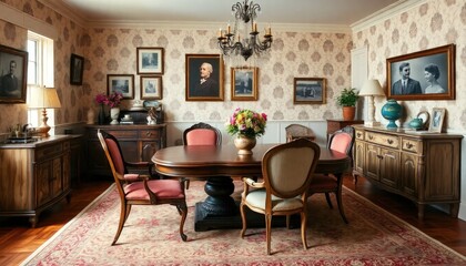Vintage Style - Dining Room Interior Design with Vintage Concept - Hotel Dining Room Interior - Apartment Dining Room Concept - Interior Design