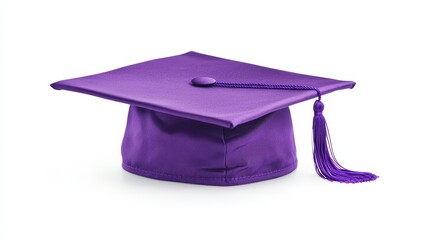 purple graduation hat on white background. graduation hat