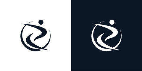 abstract letter R people logo design, business card vector template