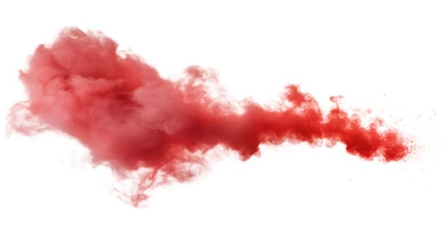 Red smoke cloud with a soft gradient, isolated on white