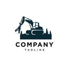 Metal Shear Excavator Logo Icon vector