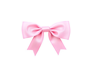 Fototapeta premium Pink Ribbon Bow with Perfectly Symmetrical Loops on Transparent Background
