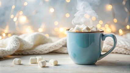 Warmth and Comfort A Cozy Mug of Hot Chocolate with Marshmallows and Soft Knitwear