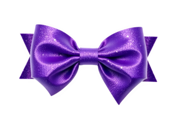 Purple Bow with Sparkling Glitter Accents on Transparent Background