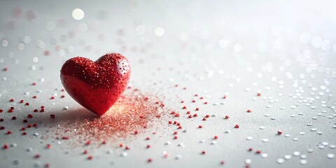 A Sparkling Red Heart on a Festive Background