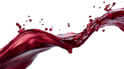 Red wine splash with elegant curves and dynamic motion, isolated on transparent