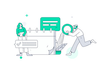 Check-in character flat vector concept operation hand-drawn illustration
