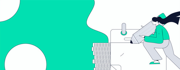 Check-in character flat vector concept operation hand-drawn illustration
