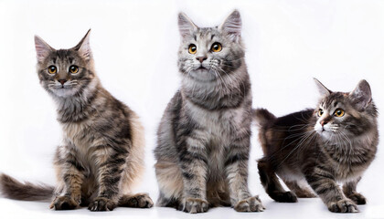 Close up Cute tabby cat on white background