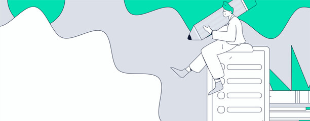 Check-in character flat vector concept operation hand-drawn illustration
