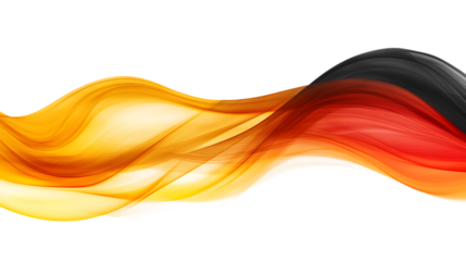 Smooth wave in German flag colors, flowing elegantly, isolated on white