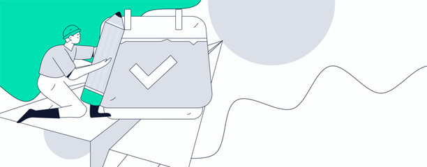 Check-in character flat vector concept operation hand-drawn illustration
