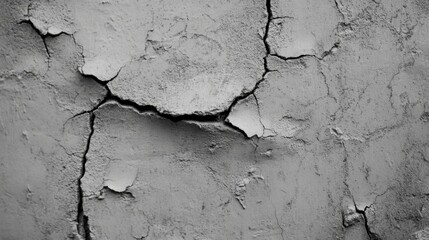 Obraz premium Cracked Concrete Wall Texture - Grey Weathered Surface