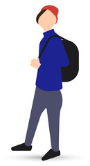 Schoolboy, teenager with a backpack. Flat vector character isolated on white background.