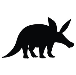 Cute cartoon hand drawn vector aardvark icon silhouette.