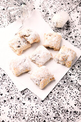 Stollen Bites on bright background. Soft focus.