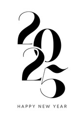 Happy new year 2025. Typography logo design of 2025 new year