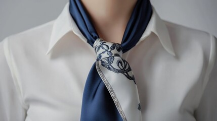 Woman with White Shirt and Blue Tie