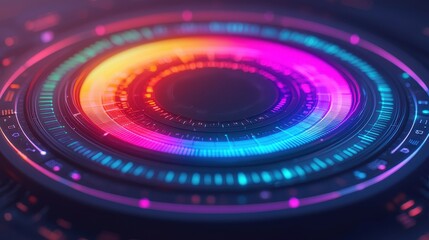 Obraz premium Colorful Abstract Circle with Bright Neon Light Effects and Patterns