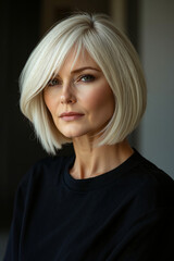Fototapeta premium A woman with blonde hair wearing a black shirt
