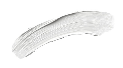 White acrylic paint brush stroke, with rough edges, isolated on transparent