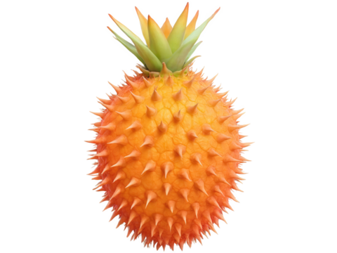 Gac Fruit (Momordica cochinchinensis) Bright orange gac fruit with spiky skin and rich, oily red flesh, used in juices, rice