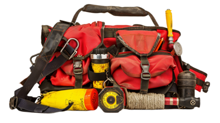 Tool Belt with Essentials on transparent background PNG.
