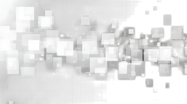 White digital pixel squares forming a geometric overlay, isolated on transparent