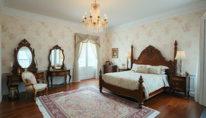 Bedroom Interior Design with Vintage Concept - Hotel Bedroom Interior - Apartment Bedroom Concept - Interior Design - Vintage Style