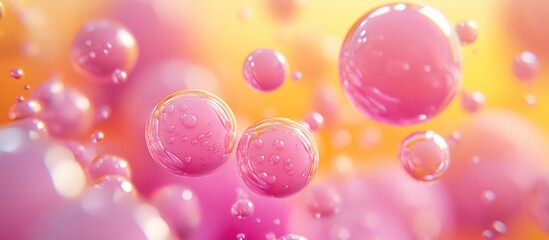 Abstract background of pink and yellow bubbles.