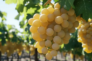 Yellow Grapes Hanging from Tree