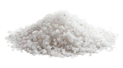 White salt in a small pod, granulated texture, isolated on white