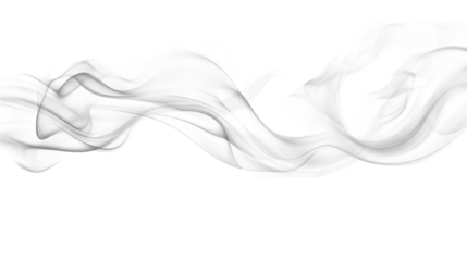White smoke curve wave with a soft flow, isolated on transparent