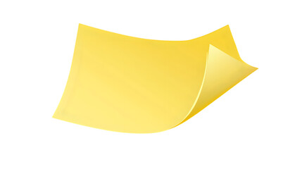 Yellow sticky note with a curled edge, isolated on transparent